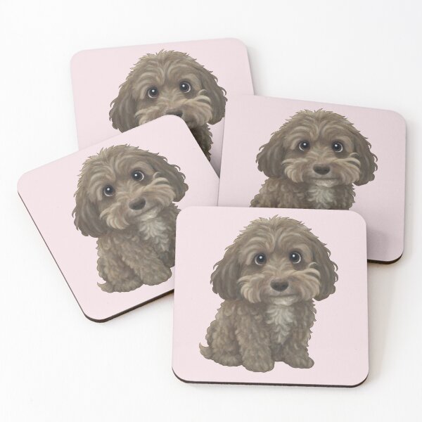 Item preview, Brown Cockapoo - Pink Background designed and sold by Charlotte Paints.