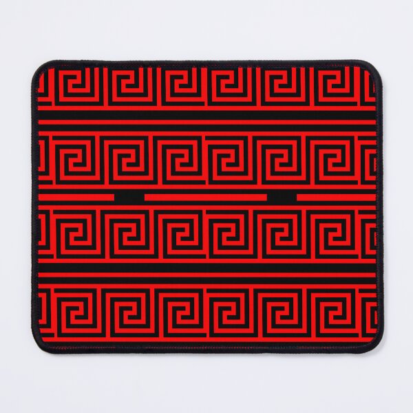 Item preview, Black Background Red Greek Key Fret Pattern designed and sold by PatternTitan.