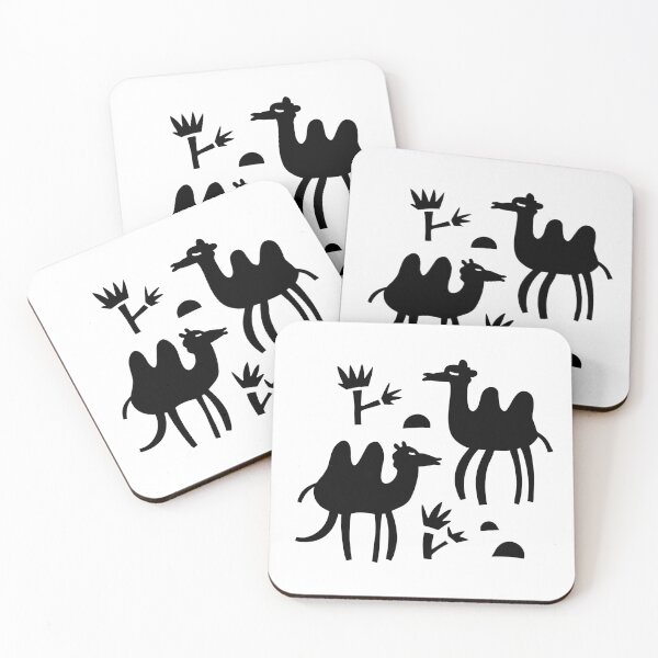 Item preview, Black And White Camels With Desert Thorns Travel Logo designed and sold by DuckAndDuckPrints.