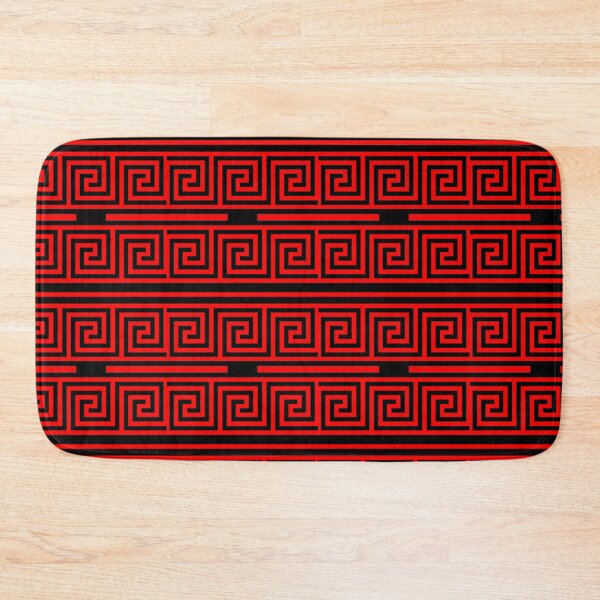 Item preview, Black Background Red Greek Key Fret Pattern designed and sold by PatternTitan.