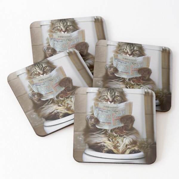 Item preview, Cat on Toilet, Funny Bathroom Humor Art designed and sold by CheekyAnimalz.