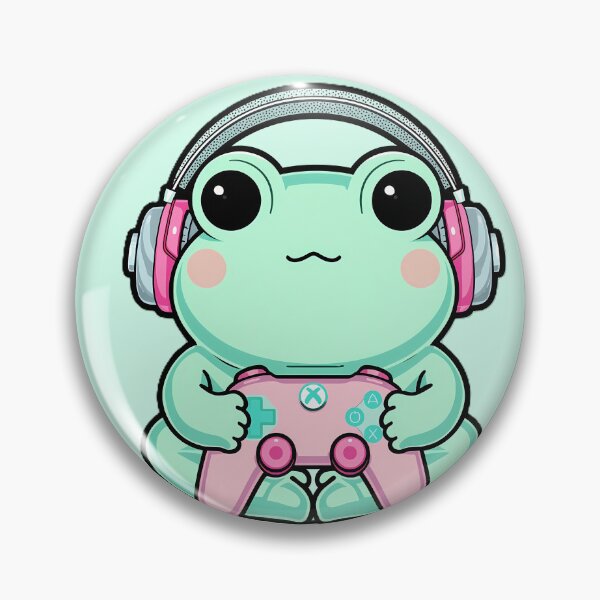 Item preview, Cute Chubby Frog Gamer | Kawaii Neon Pastel Illustration designed and sold by PawxelArt.