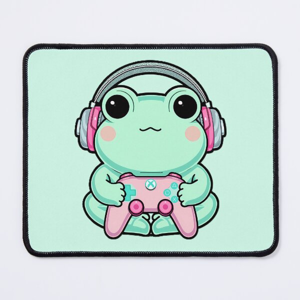 Item preview, Cute Chubby Frog Gamer | Kawaii Neon Pastel Illustration designed and sold by PawxelArt.