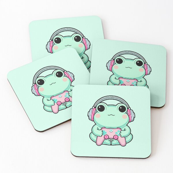 Item preview, Cute Chubby Frog Gamer | Kawaii Neon Pastel Illustration designed and sold by PawxelArt.