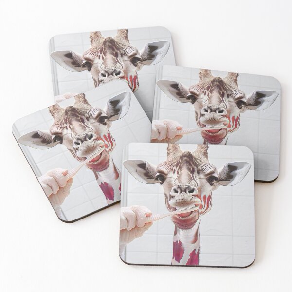 Item preview, Giraffe Brushing Teeth, Funny Bathroom Wall Art designed and sold by CheekyAnimalz.