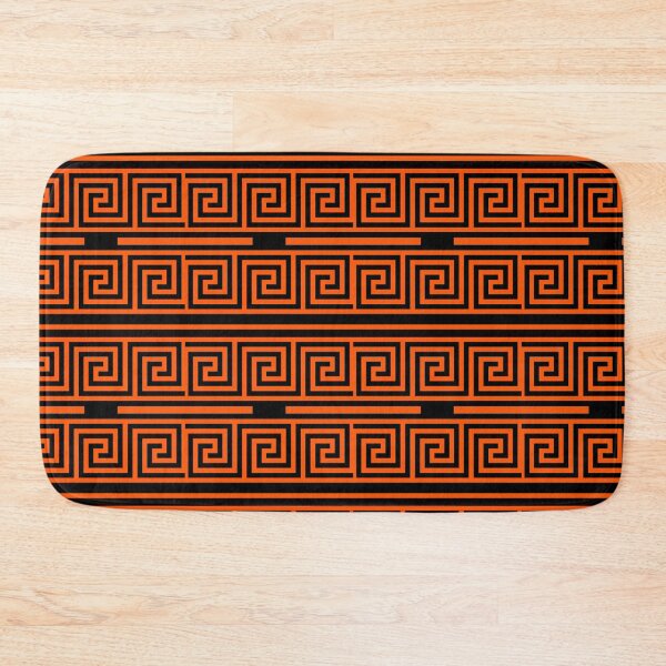 Item preview, Black Background Orange Greek Key Fret Pattern designed and sold by PatternTitan.