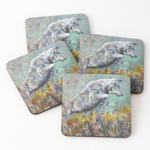 Item preview, Wolf jumps on the flower meadow designed and sold by danh1z.