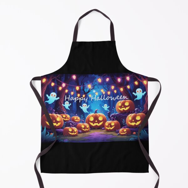Item preview, Halloween Night Illustration with Glowing Pumpkins and Cute Ghosts designed and sold by Art & Heart.