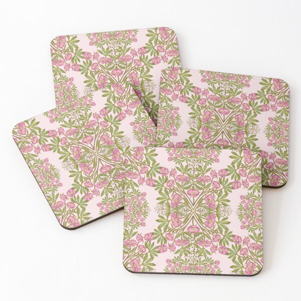 Item preview, Seamless pattern with Helleborus orientalis flowers on a pink background designed and sold by Grin Katalina Floral Patterns & Cozy Art.