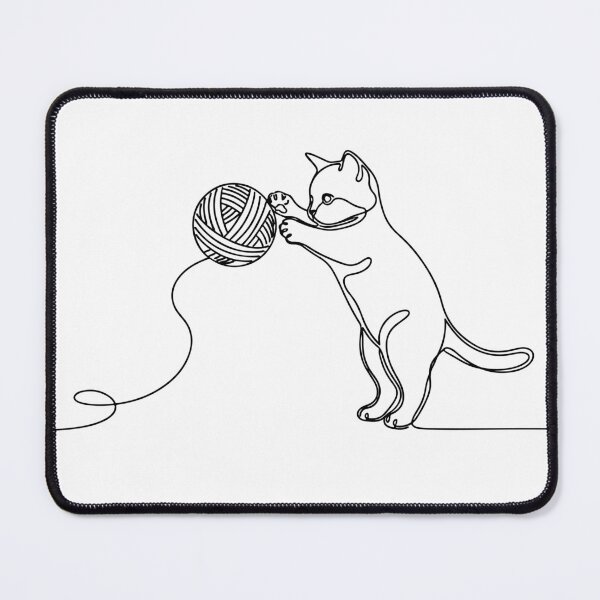 Item preview, Playful Kitten with Yarn Ball - One Line Art designed and sold by chargethepig.