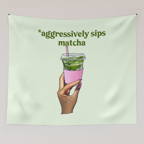 Item preview, Aggressively Sips Matcha – Funny Matcha Aesthetic Sticker designed and sold by AlyaCreates.