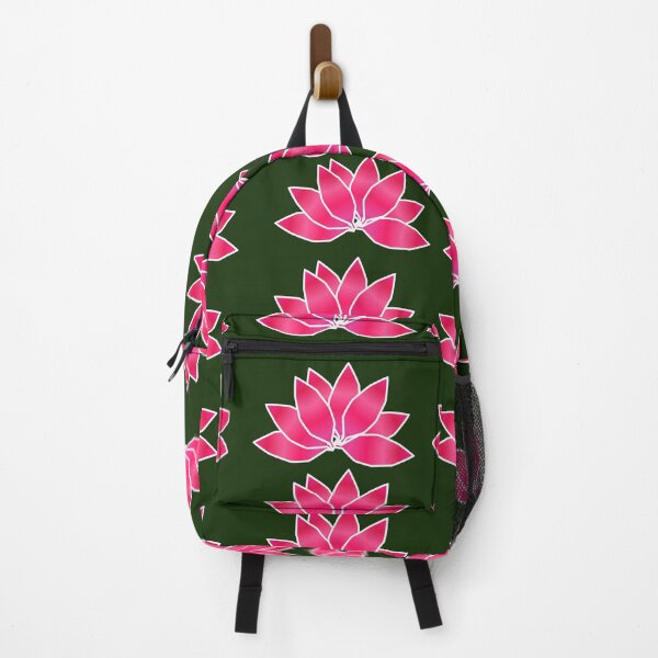Item preview, Pink Lotus Pattern – Elegant Floral Design on Dark Green Background designed and sold by HopeAndHustle.