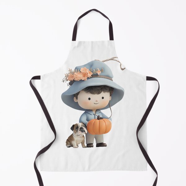 Item preview, Boy and Dog with Pumpkins – Cozy Autumn Illustration designed and sold by GoxyVision.