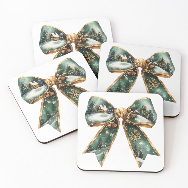 Item preview, Green Christmas bow with snowflakes-  coquettecore aesthetic  designed and sold by cocomelon168.