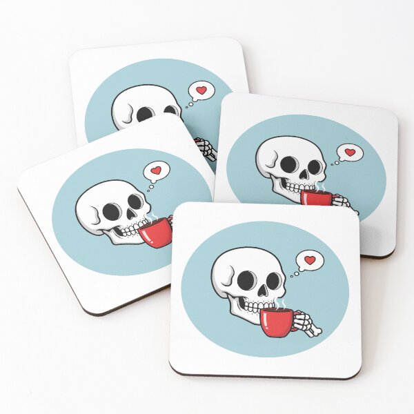 Item preview, Cartoonish Style Skull drinking coffee designed and sold by Brainstorming99.