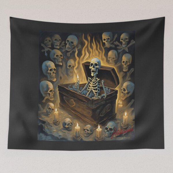 Item preview, "Grinning Skeleton: Gothic Surreal Halloween Scene" designed and sold by Artisticanvas.