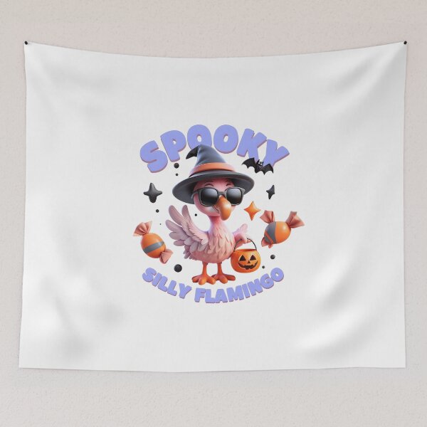 Item preview, Spooky Flamingo with Hat and Pumpkin Lantern designed and sold by GoxyVision.