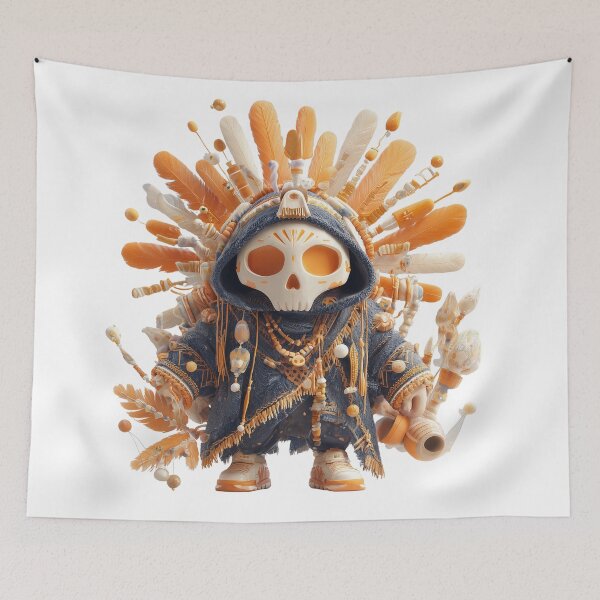 Item preview, Mictecacihuatl Chibi – Goddess of Death Halloween Edition | Dark Aztec Day of the Dead Art designed and sold by GoldenChiArt.