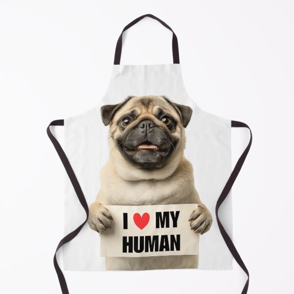 Item preview, Cute Pug with Signboard I love my Human designed and sold by LazyOwlStore.