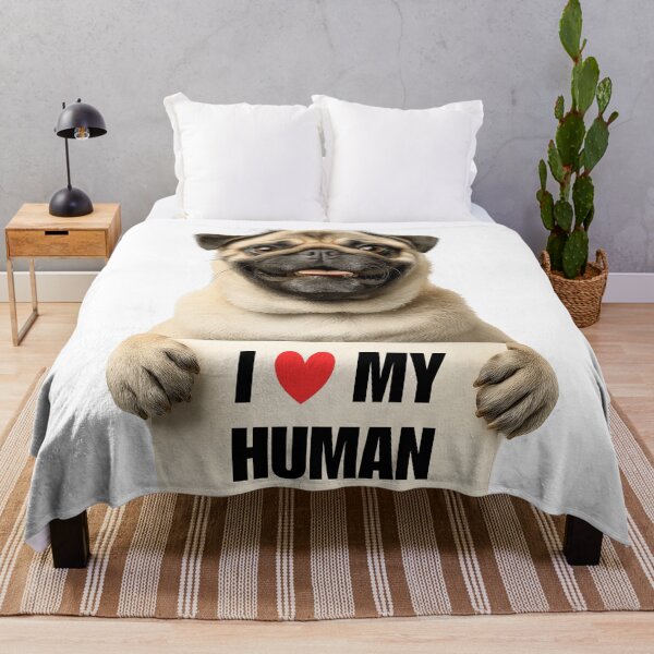 Item preview, Cute Pug with Signboard I love my Human designed and sold by LazyOwlStore.