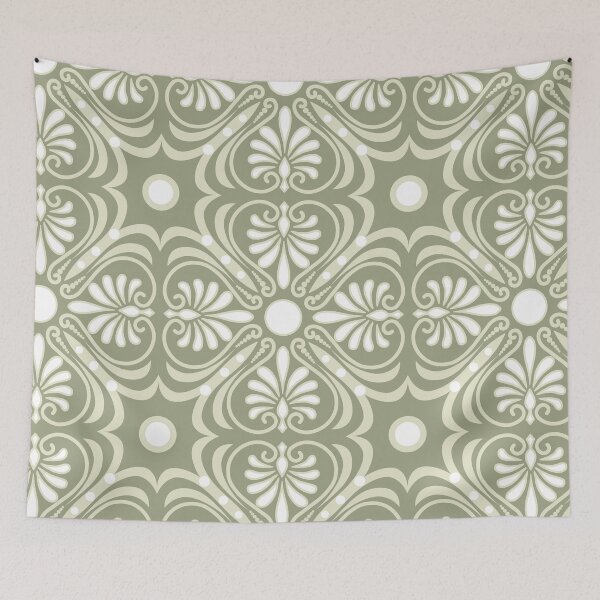 Item preview, Greek Patch-Monochrome Sage Green And Dull Muted Olive Green designed and sold by Fabricatemyart.