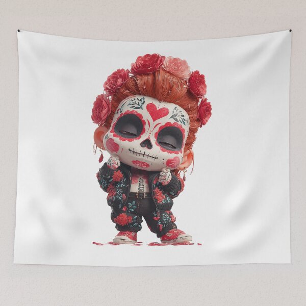 Item preview, Mictecacihuatl Chibi – Goddess of Death Halloween Edition | Cute Day of the Dead Art Print designed and sold by GoldenChiArt.