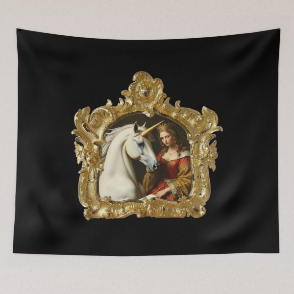 Item preview, Princess and Unicorn in Gold Gilt Frame designed and sold by Tau Tia L Douglass.