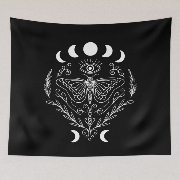 Item preview, Gothic Butterfly Moon Phases Graphic White designed and sold by 3rd Eye Perceptions.