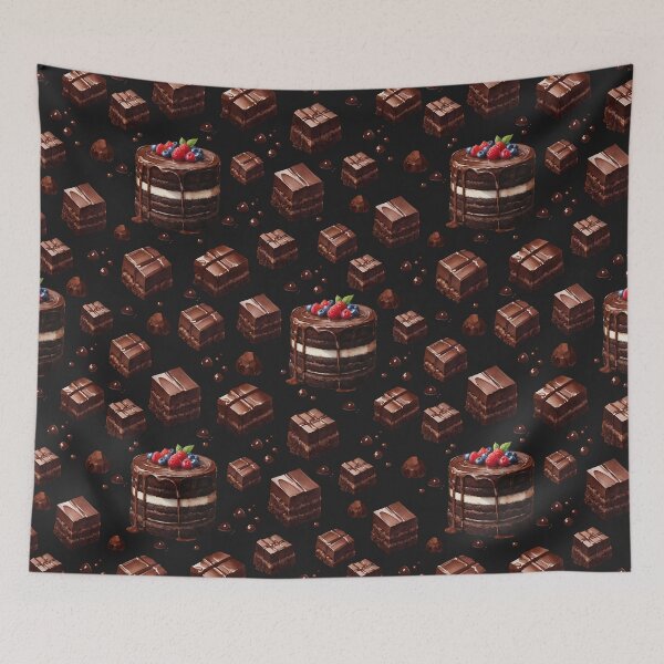 Item preview, Chocolate Cake and Chocolate Pieces Pattern designed and sold by UnhingedBird.