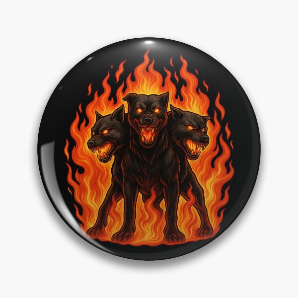 Item preview, Hellfire Cerberus – Flaming Three-Headed Hound designed and sold by DesignedAnyway.