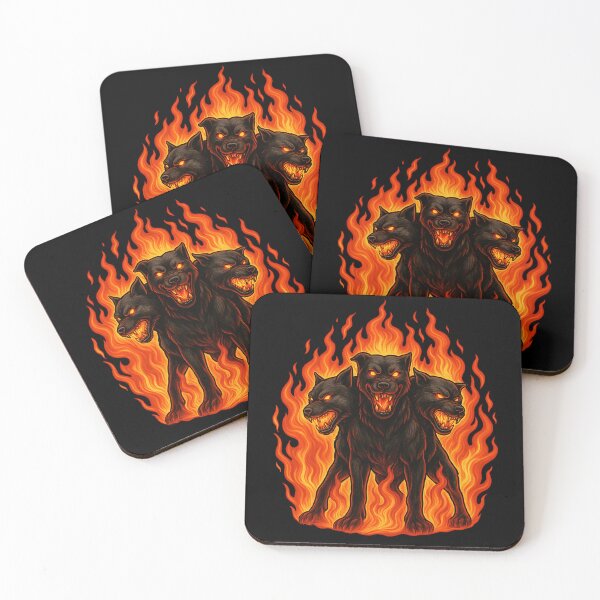 Item preview, Hellfire Cerberus – Flaming Three-Headed Hound designed and sold by DesignedAnyway.
