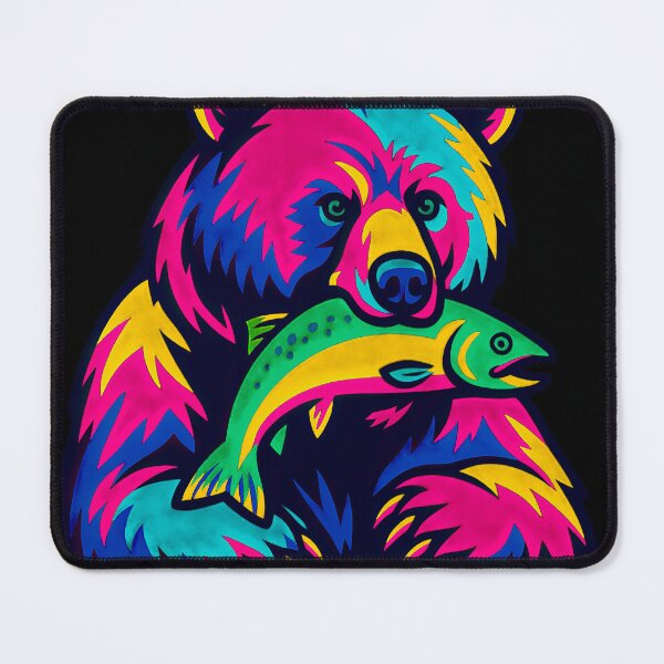Item preview, Pop Art Bear with Fish (Salmon) – Colorful Animal Illustration designed and sold by BreakingWorse.
