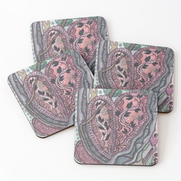 Item preview, Heart Beat - Abstract Botanical Watercolor & Ink Drawing | Organic Line Art designed and sold by ColorWander.