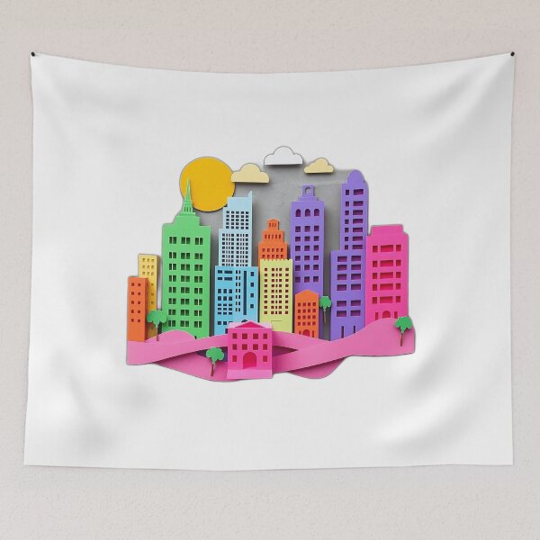 Item preview, Neon Paper Cityscape Cutout Art designed and sold by sharon1210.