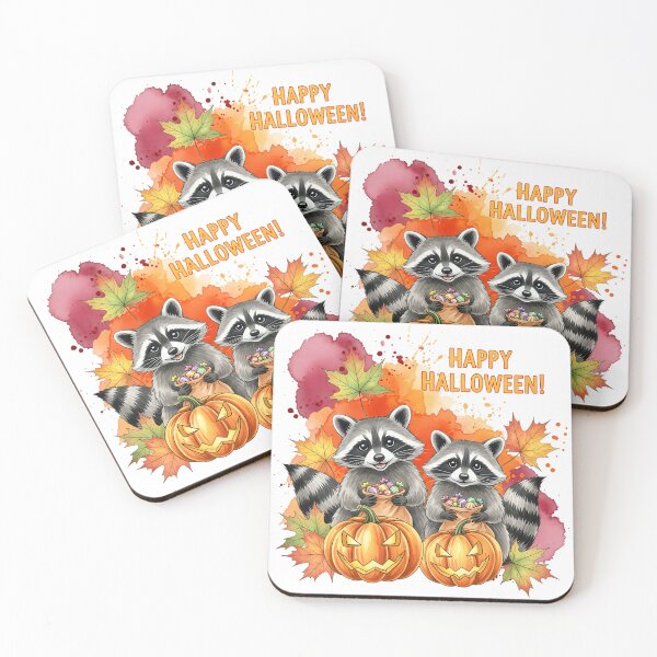 Item preview, Happy Halloween Raccoons with Pumpkins and Candy - Cute Autumn Design designed and sold by naughty-raccoon.