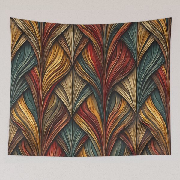 Item preview, Sculptural Leaves: A Vibrant Geometric Composition designed and sold by Virtuals1.
