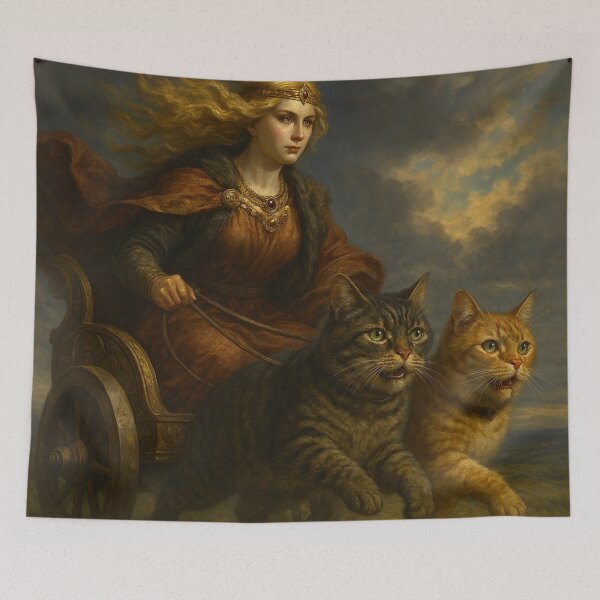 Item preview, Freyja and the Cat Chariot Crossing designed and sold by Woven-myth.