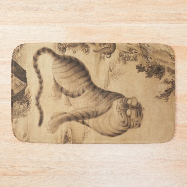 Item preview, Korean Tiger and Cubs – Minhwa Folk Art Scroll designed and sold by EmeraldeaArt.