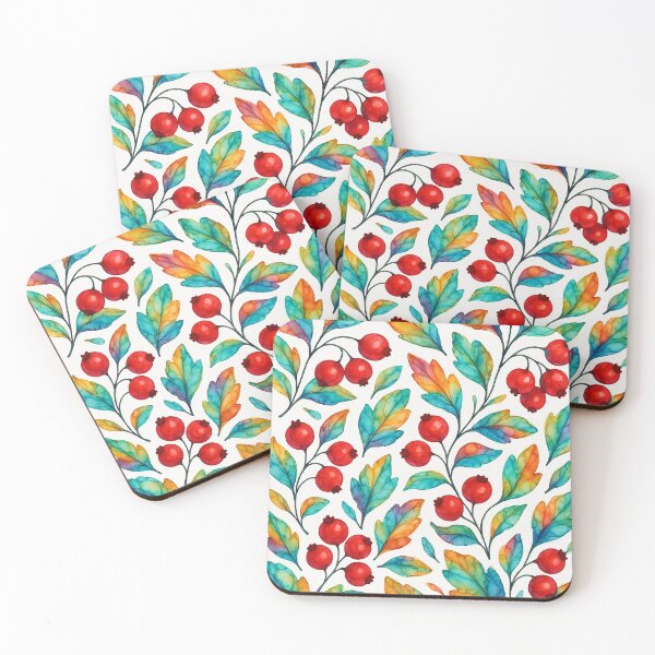 Item preview, Rainbow Berry and Leaf Watercolor Pattern designed and sold by optimusprime39.