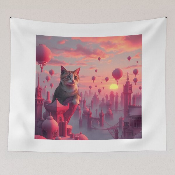 Item preview, Cat in Floating Cityscape designed and sold by sharon1210.