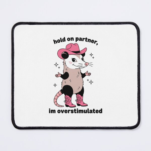 Item preview, possum, cowboy, overstimulated, western humor, Funnyfits70, retro, vintage, meme, funny, humor designed and sold by FunnyFits70.