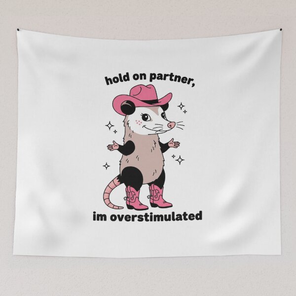 Item preview, possum, cowboy, overstimulated, western humor, Funnyfits70, retro, vintage, meme, funny, humor designed and sold by FunnyFits70.
