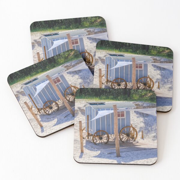 Item preview,  Nostalgic bathing cart in blue and white wood on the beach of Binz designed and sold by Photopat.