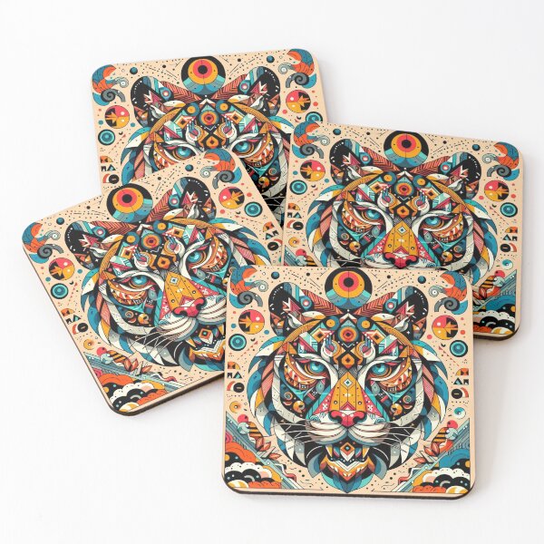 Item preview, Colorful geometric decorative mystic Tiger  designed and sold by Dogandesighn.