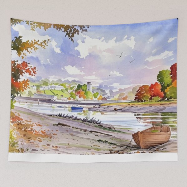 Item preview, Autumn at Stoke Gabriel(Watercolour + AI) designed and sold by artsmeow.
