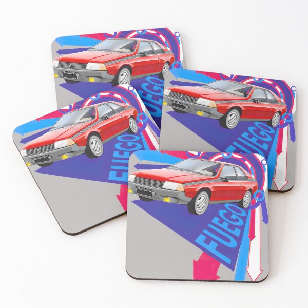 Item preview, Red Classic Coupe with Fire Text | Dynamic 80s Car Art designed and sold by SuzanneViseur.