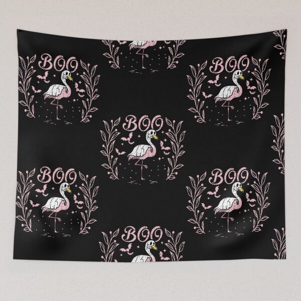 Item preview, Retro Pink Flamingo Boo Ghost Halloween Bird Art designed and sold by ThomasHansenn.