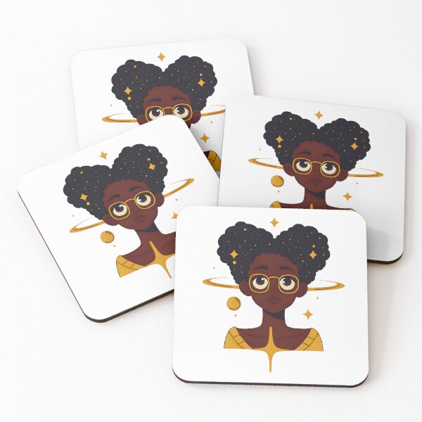 Aperçu de l'œuvre Stellar Heart Afro – Esthétique cosmique pour fille noire créée et vendue par OsasChild.