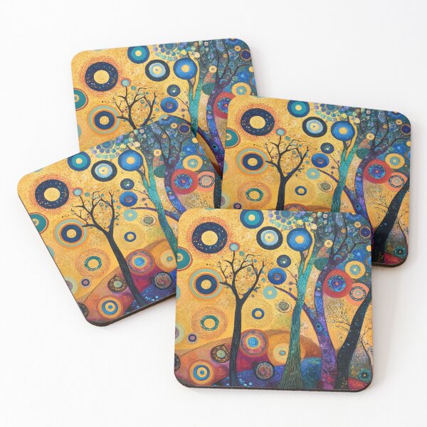 Item preview, Evening in the Forest - Colorful Landscape with Trees after Klimt designed and sold by 3ling_Design.