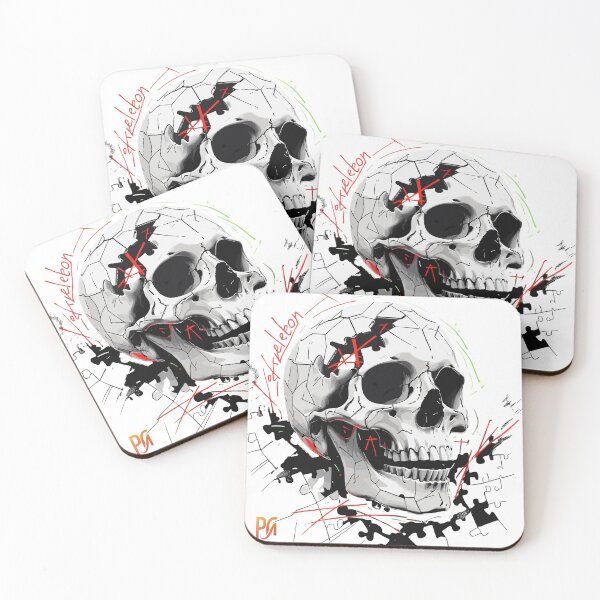 Item preview, Deconstructed Puzzle Skull | Abstract Memento Mori Art designed and sold by WovennDesigns.